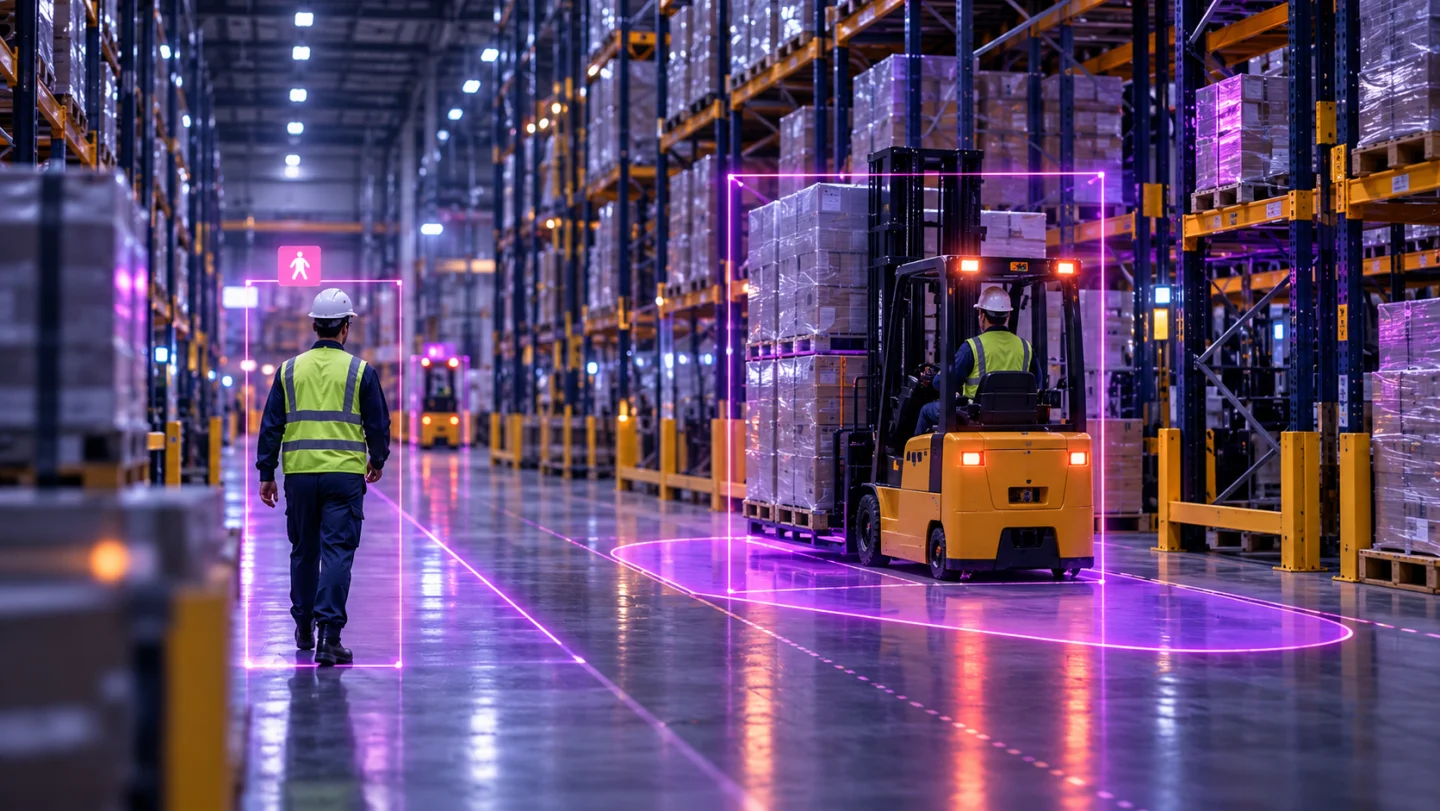 GuardIQ safety intelligence around people and vehicles in a warehouse